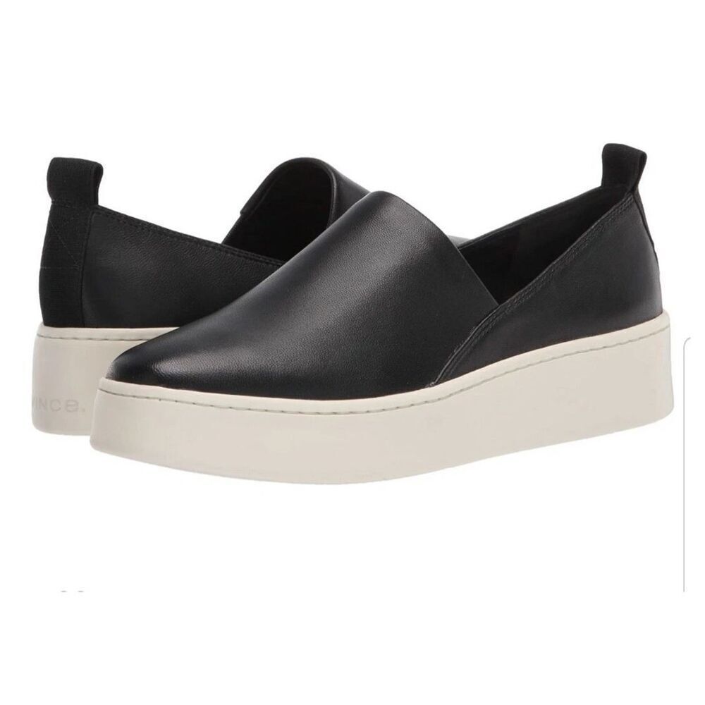 Vince Women's Saxon 2 Slip On Platform Sneakers black leather size 8.5